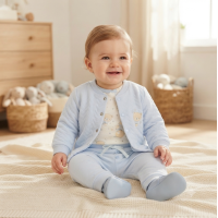 N14610: Baby Boys Quilted 3 Piece Outfit (0-9 Months)